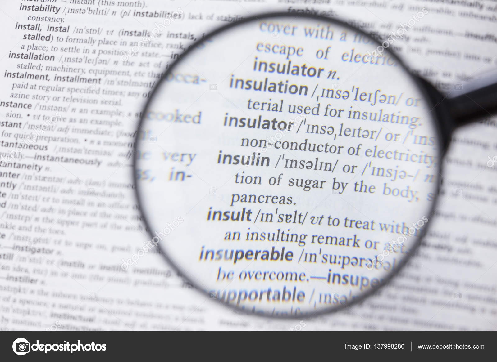 Dictionary page viewed through magnifying glass — Stock Photo ©  Wavebreakmedia #137998280, image size:1600x1167