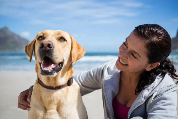 Woman with his pet dog — Stock Photo, Image