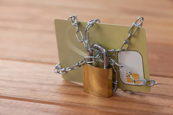 Smart card locked in chain — Stock Photo, Image