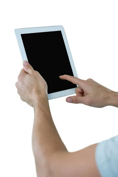 Mano de hombre usando una tableta digital — Foto de Stock