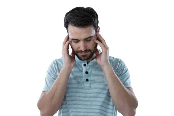 Homme stressé avec les mains sur la tête — Photo