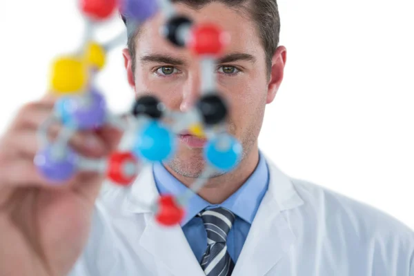 Scientist experimenting molecule structure — Stock Photo, Image