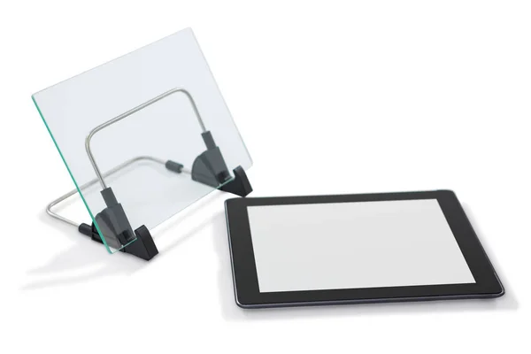 Nahaufnahme von Stand und digitalem Tablet — Stockfoto