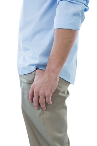 Muž s palcem v kapse — Stock fotografie