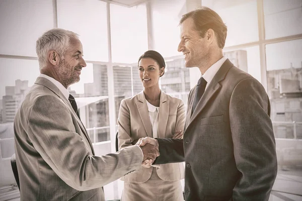 Businesswoman introducing colleagues together — Stock Photo, Image