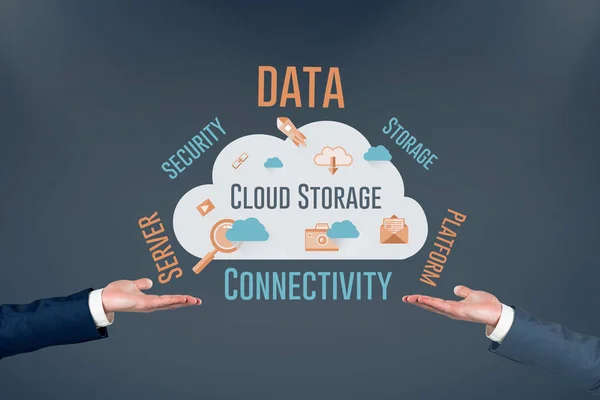 Hand gegen Cloud Computing — Stockfoto