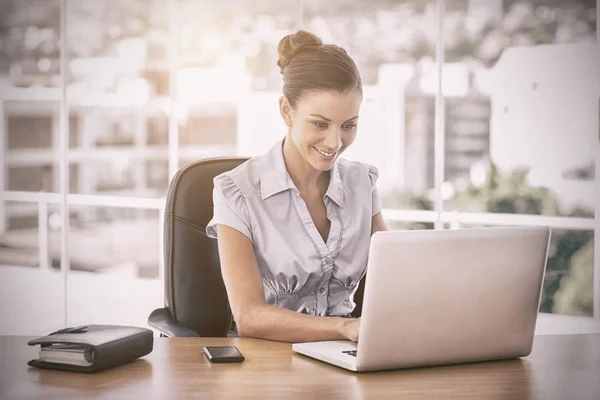 Bizneswoman pracuje na laptopie — Zdjęcie stockowe