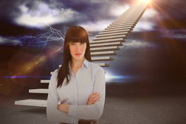 Composite image of woman in her office with her arms crossed 3d clipart