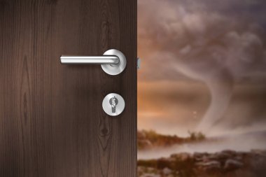 Open door with doorknob clipart