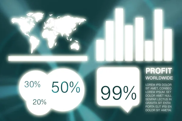 Composite image of graphic image of business presentation with charts and map — Stock Photo, Image