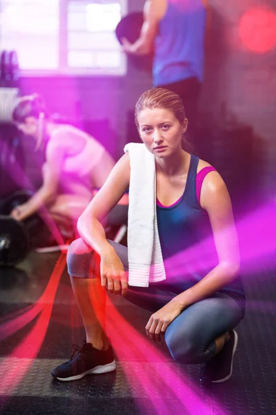 Portrait of serious woman in gym — Stok Foto