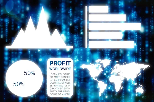 Imagem composta de imagem gráfica de apresentação de negócios com gráficos e mapa — Fotografia de Stock