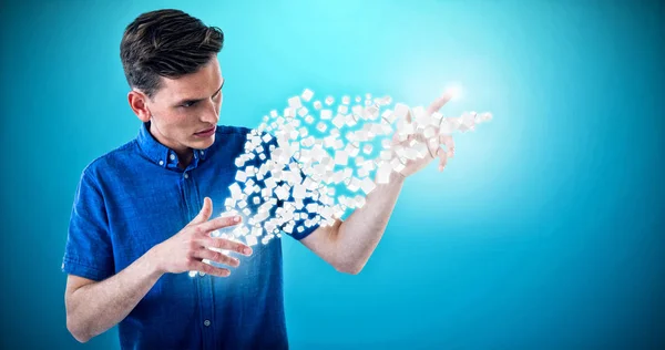 Hombre haciendo gesto de la mano — Foto de Stock