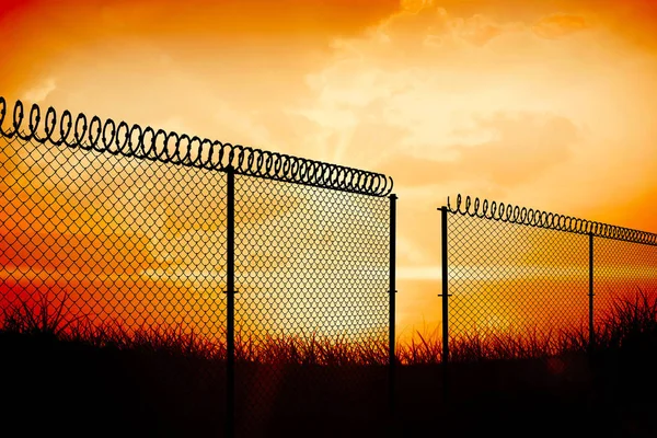 Drátěný plot proti bílé pozadí 3d — Stock fotografie