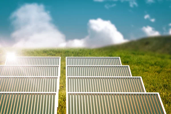 Painel solar contra tela branca 3d — Fotografia de Stock