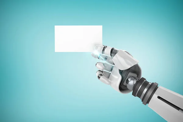 Immagine composita dell'immagine composita digitale del braccio robotico bianco che tiene il cartello 3d — Foto Stock