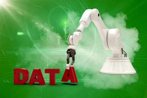 Robotic arm arranging data text 3d — Stock Photo, Image