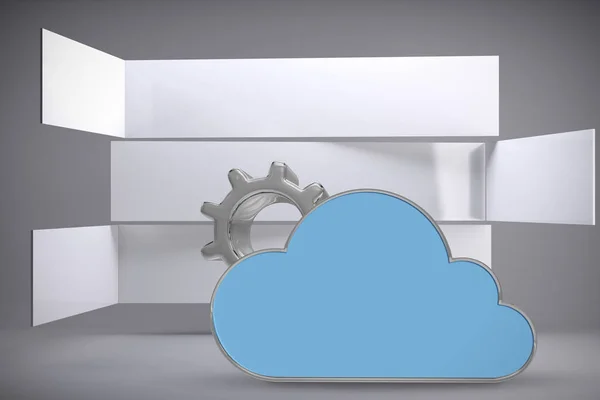 Engrenagem pela forma de nuvem 3d — Fotografia de Stock