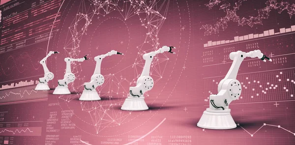 robotic arms against genes diagram 3d