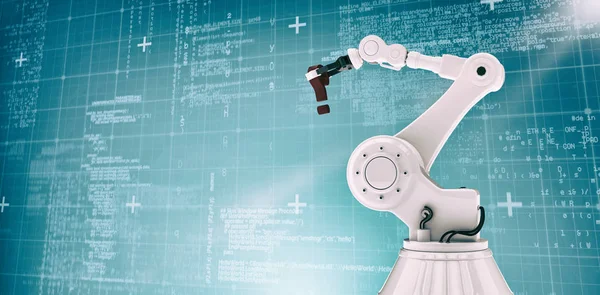 Roboterarm mit Fragezeichen 3d — Stockfoto