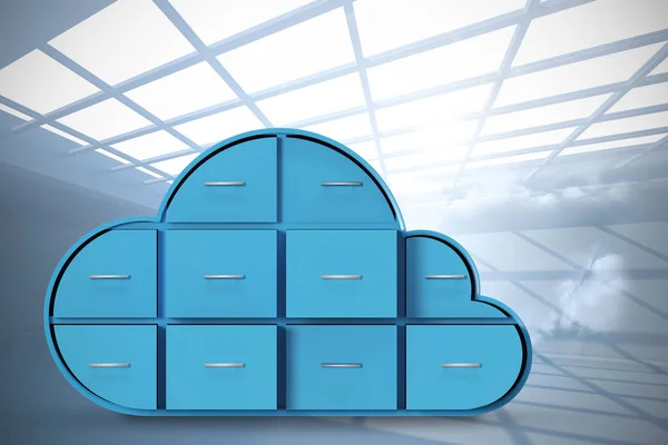 Blue drawers in cloud shape 3d — Stock Photo, Image