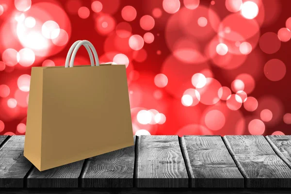 Zusammengesetztes Bild einer beigen Handtasche vor weißem Hintergrund 3d — Stockfoto