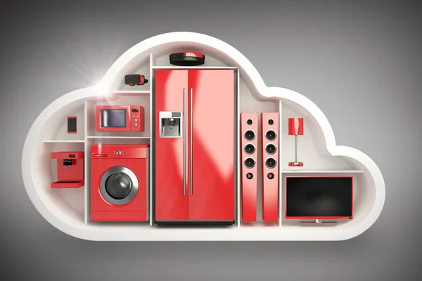 Red colored appliance in cloud shape 3d — Stock Photo, Image