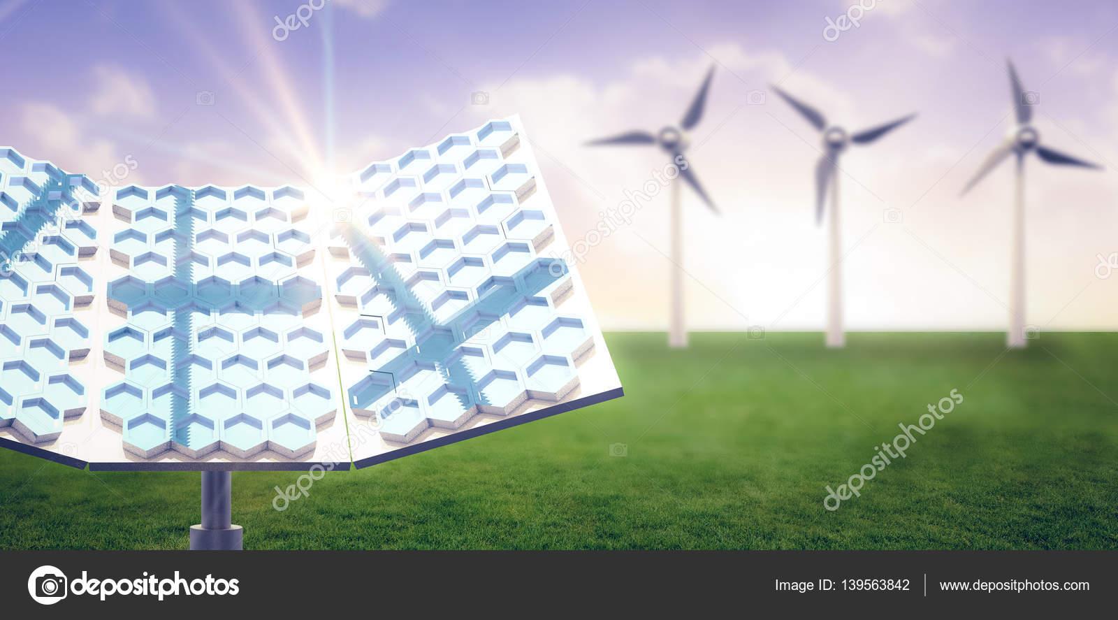 Solar panel with hexagon shape 3d — Stock Photo © Wavebreakmedia 139563842