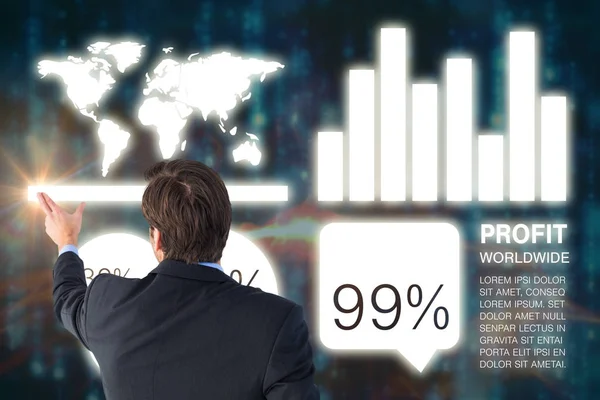 Achteraanzicht van jonge zakenman in pak wijzen — Stockfoto