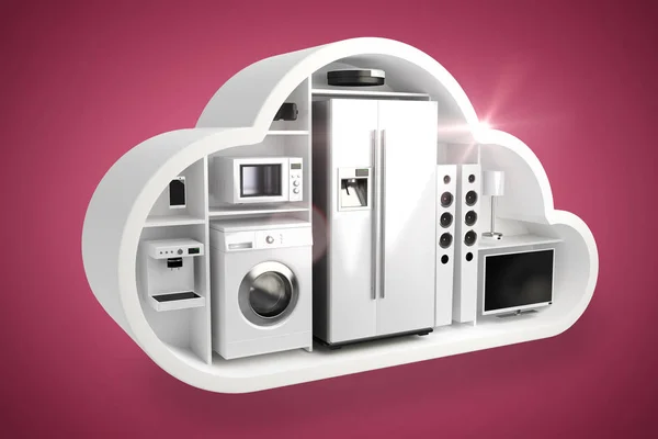 Haushaltsgeräte in der Cloud 3d — Stockfoto