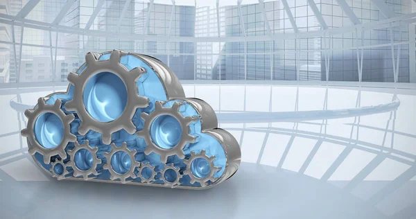 Versnelling in wolk vorm van 3d — Stockfoto