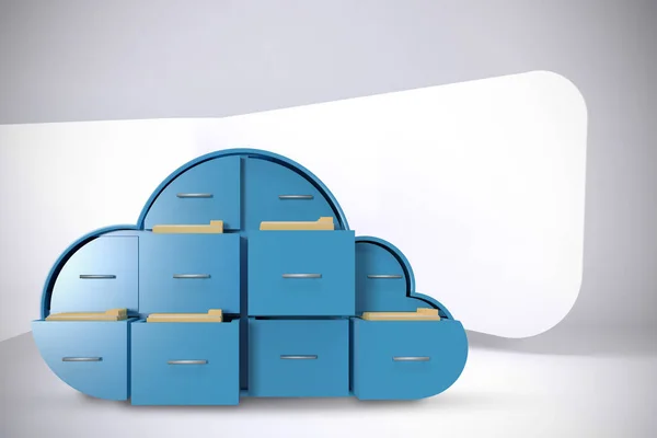 Blue drawers in cloud shape — Stock Photo, Image