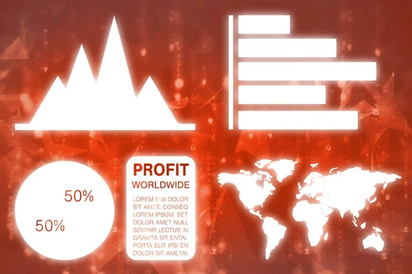Kompositbild des grafischen Bildes der Geschäftspräsentation mit Diagrammen und Karte — Stockfoto