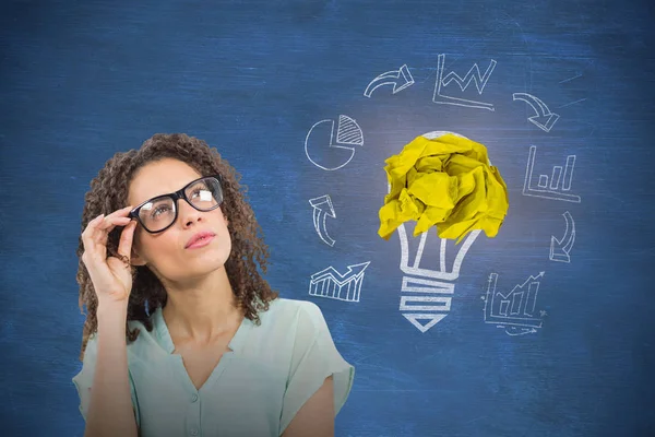 Woman with curly hair wearing eyeglasses — Stock Photo, Image