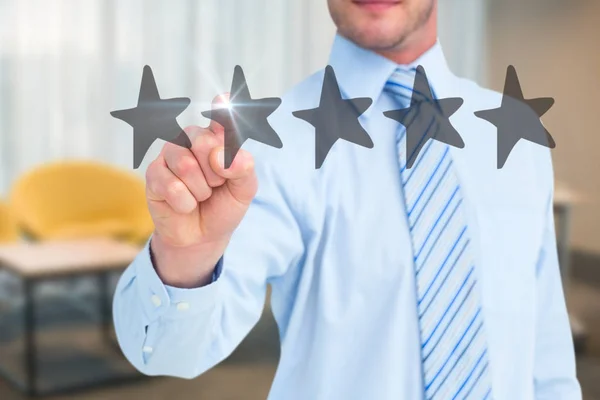 Businessman in shirt pointing with his finger — Stock Photo, Image