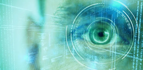 Big data text against close up human eye — Stock Photo, Image