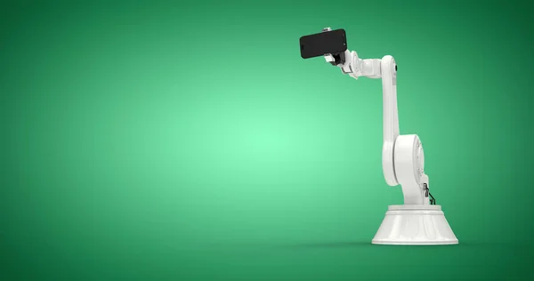 Composietbeeld van Composietbeeld van robot bedrijf telefoon 3d — Stockfoto