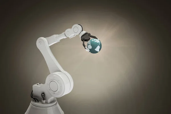 Machine holding globe 3d — Stock Photo, Image