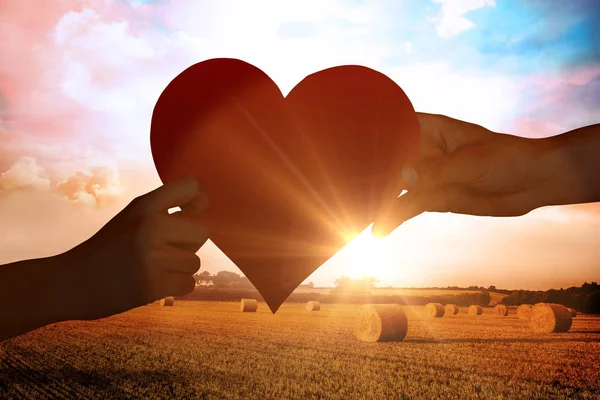 Manos sosteniendo el corazón rojo — Foto de Stock