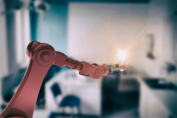 Mão robótica segurando filamento 3d — Fotografia de Stock