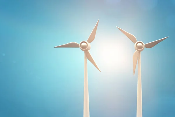Композитное изображение трех ветряных турбин 3d — стоковое фото