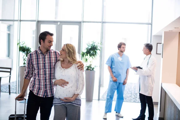 Couple interacting with each other in hospital — Stock Photo, Image