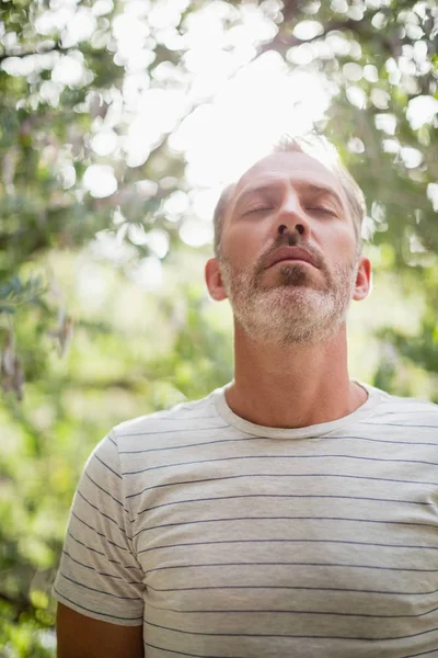 Man mediteren tegen fel zonlicht — Stockfoto