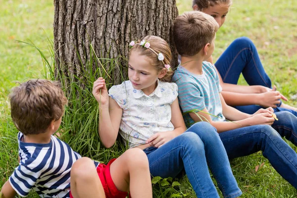 Bambini che interagiscono tra loro nel parco — Foto Stock