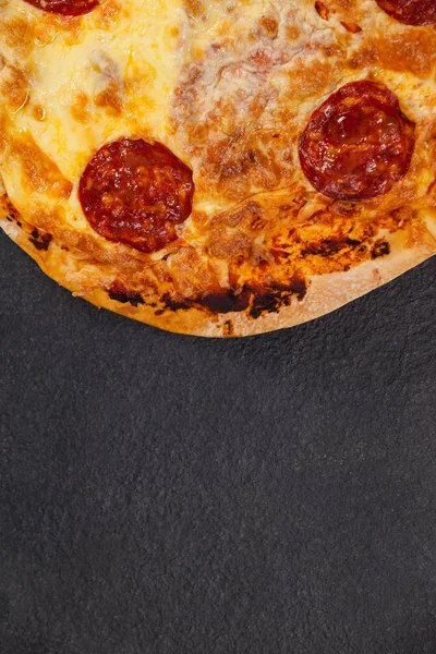 Delicious italian pizza served on grey background — Stock Photo, Image