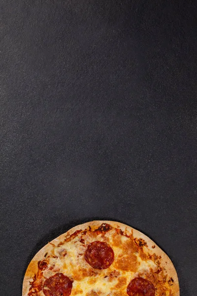 Delicious italian pizza served on grey background — Stock Photo, Image