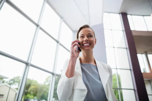 Bizneswoman rozmawia przez telefon komórkowy — Zdjęcie stockowe