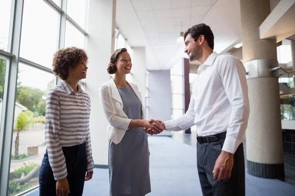 Ejecutivos de negocios estrechándose la mano entre sí — Foto de Stock