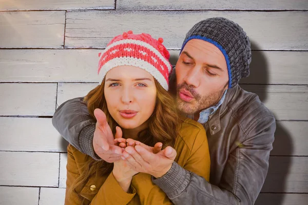 Couple blowing kiss — Stock Photo, Image