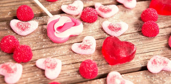 pink hearts candies